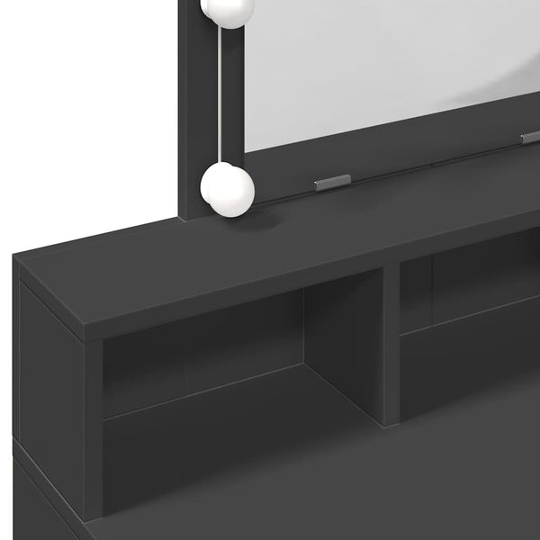 Schwarzer Schminktisch mit LED-Beleuchtung Evanteea 80x41x144,5cm