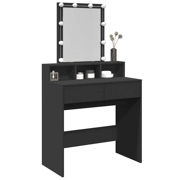 Schwarzer Schminktisch mit LED-Beleuchtung Evanteea 80x41x144,5cm