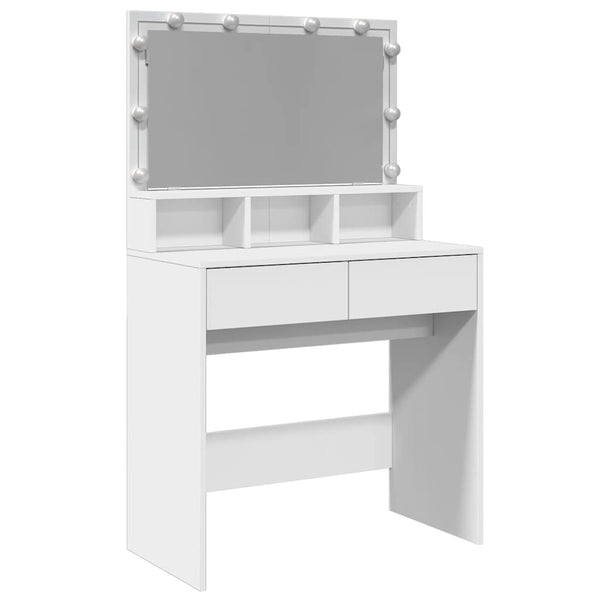 Weißer Schminktisch mit LED-Beleuchtung Odotie 80x41x134,5cm