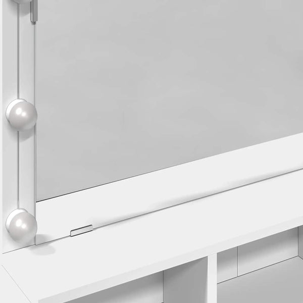 Weißer Schminktisch mit LED-Beleuchtung Odotie 80x41x134,5cm
