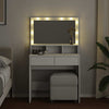 Weißer Schminktisch mit LED-Beleuchtung Odotie 80x41x134,5cm