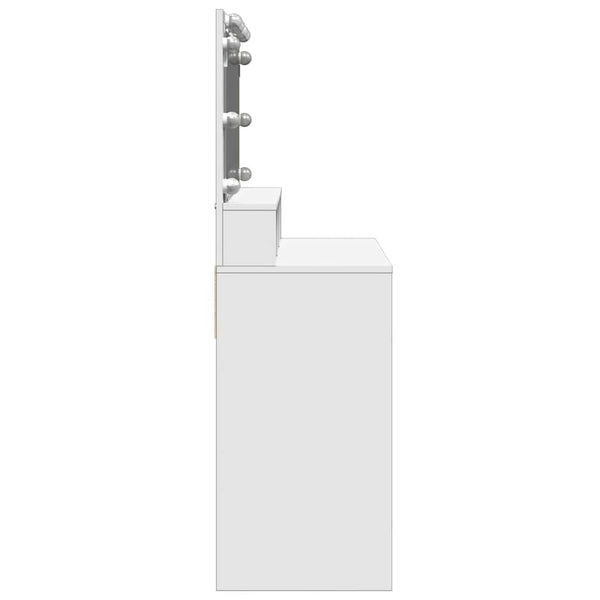 Weißer Schminktisch mit LED-Beleuchtung Odotie 80x41x134,5cm
