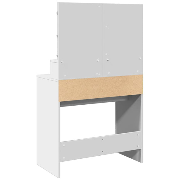 Weißer Schminktisch mit LED-Beleuchtung Odotie 80x41x134,5cm