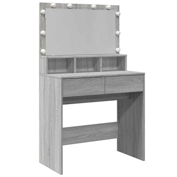 Grauer Schminktisch mit LED-Beleuchtung Odotie 80x41x134,5cm (Sonoma)