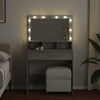 Grauer Schminktisch mit LED-Beleuchtung Odotie 80x41x134,5cm (Sonoma)