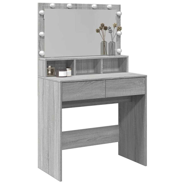 Grauer Schminktisch mit LED-Beleuchtung Odotie 80x41x134,5cm (Sonoma)