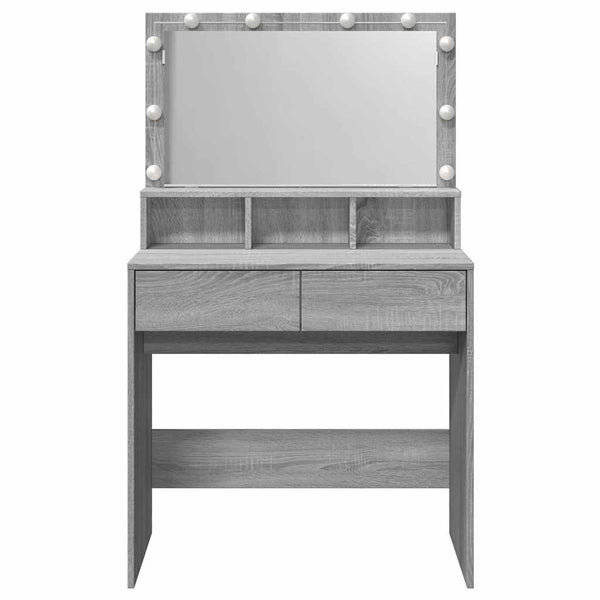 Grauer Schminktisch mit LED-Beleuchtung Odotie 80x41x134,5cm (Sonoma)