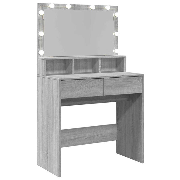 Grauer Schminktisch mit LED-Beleuchtung Odotie 80x41x134,5cm (Sonoma)