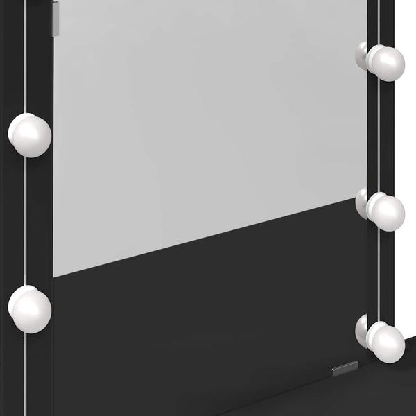 Musta peilipöytä led-valoilla Saligni 100x40x130cm