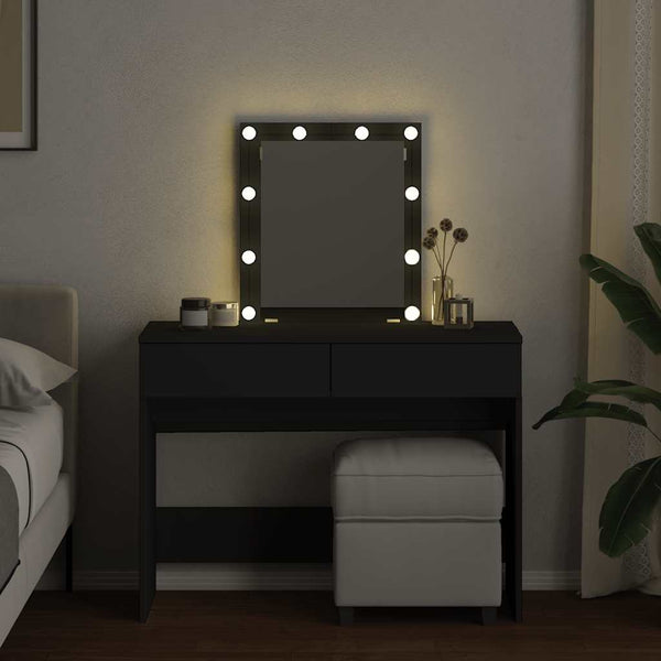 Musta peilipöytä led-valoilla Saligni 100x40x130cm