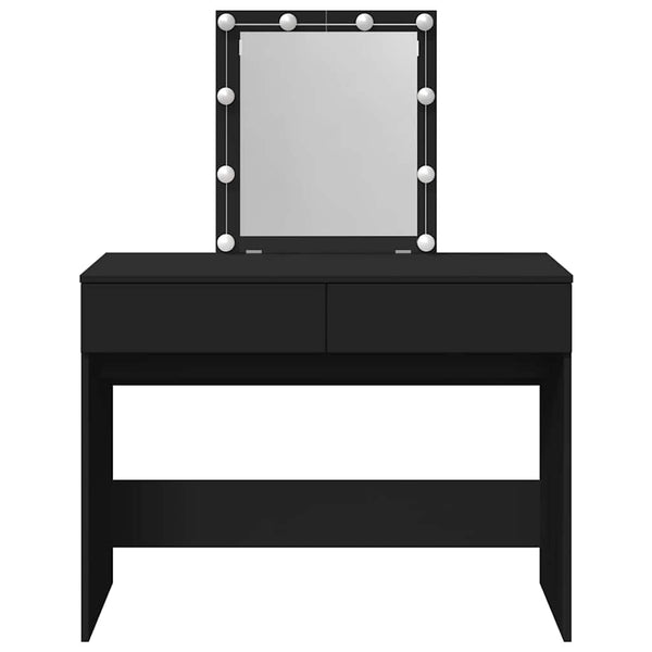 Musta peilipöytä led-valoilla Saligni 100x40x130cm