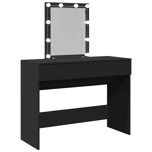 Musta peilipöytä led-valoilla Saligni 100x40x130cm