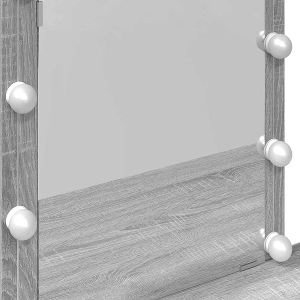 Harmaa peilipöytä led-valoilla Saligni 100x40x130cm