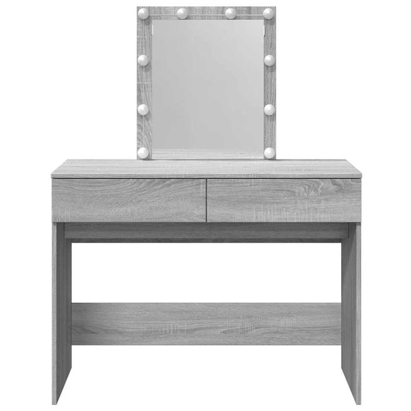 Harmaa peilipöytä led-valoilla Saligni 100x40x130cm