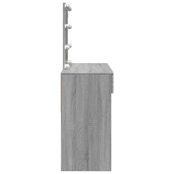 Harmaa peilipöytä led-valoilla Saligni 100x40x130cm