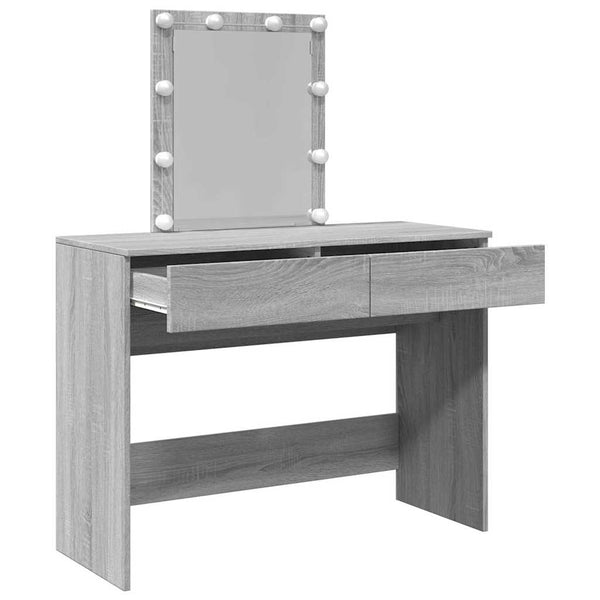 Harmaa peilipöytä led-valoilla Saligni 100x40x130cm