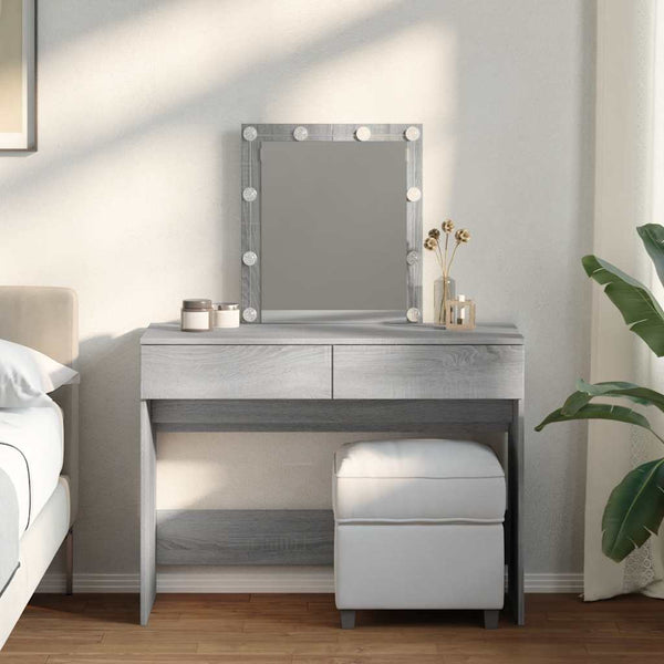 Harmaa peilipöytä led-valoilla Saligni 100x40x130cm