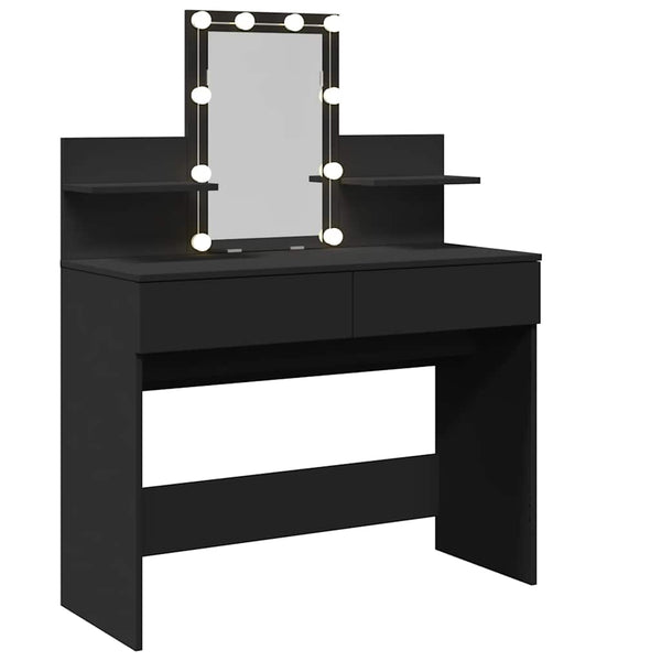 Musta peilipöytä led-valoilla Robinson 100x40x130cm