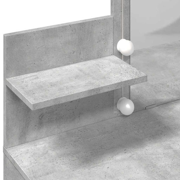Betongrauer Schminktisch mit LED-Beleuchtung Robinson 100x40x130cm