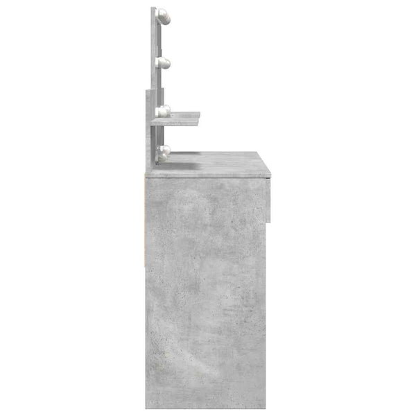 Betongrauer Schminktisch mit LED-Beleuchtung Robinson 100x40x130cm