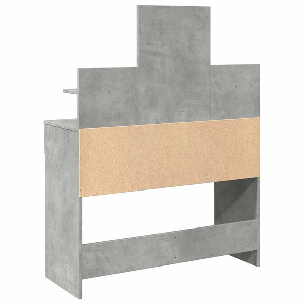 Betongrauer Schminktisch mit LED-Beleuchtung Robinson 100x40x130cm