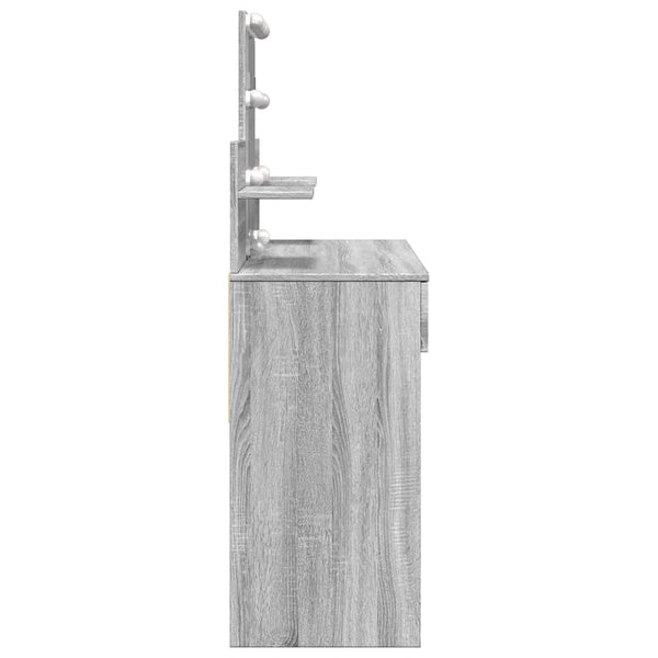 Grauer Schminktisch mit LED-Beleuchtung Robinson 100x40x130cm