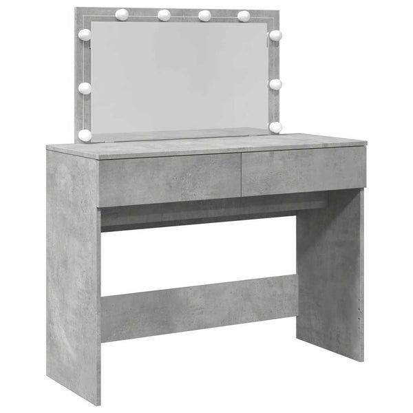 Betongrauer Schminktisch mit LED-Beleuchtung Leal 100x40x120cm