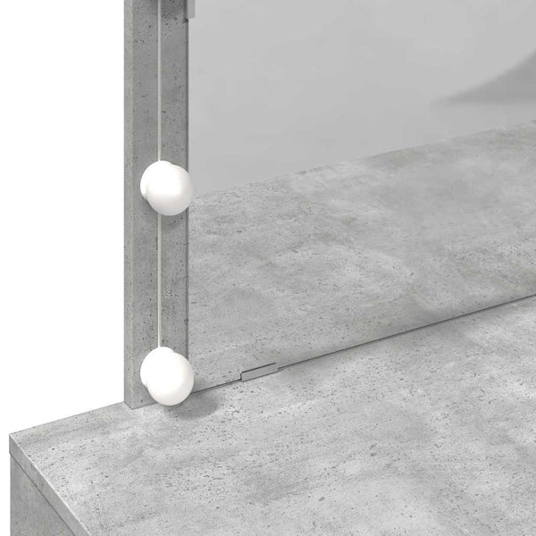 Betongrauer Schminktisch mit LED-Beleuchtung Leal 100x40x120cm