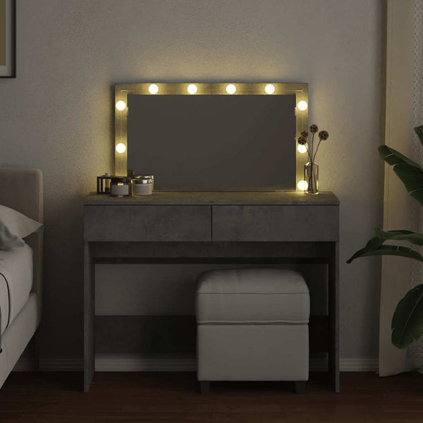 Betongrauer Schminktisch mit LED-Beleuchtung Leal 100x40x120cm