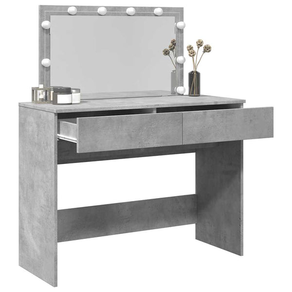 Betongrauer Schminktisch mit LED-Beleuchtung Leal 100x40x120cm