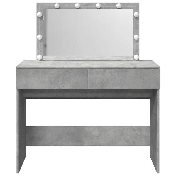 Betongrauer Schminktisch mit LED-Beleuchtung Leal 100x40x120cm