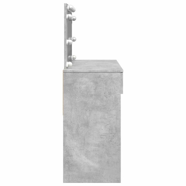 Betongrauer Schminktisch mit LED-Beleuchtung Leal 100x40x120cm