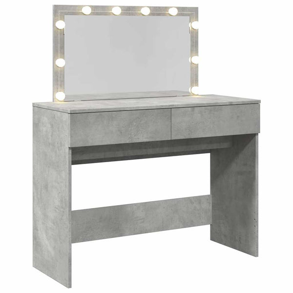 Betongrauer Schminktisch mit LED-Beleuchtung Leal 100x40x120cm