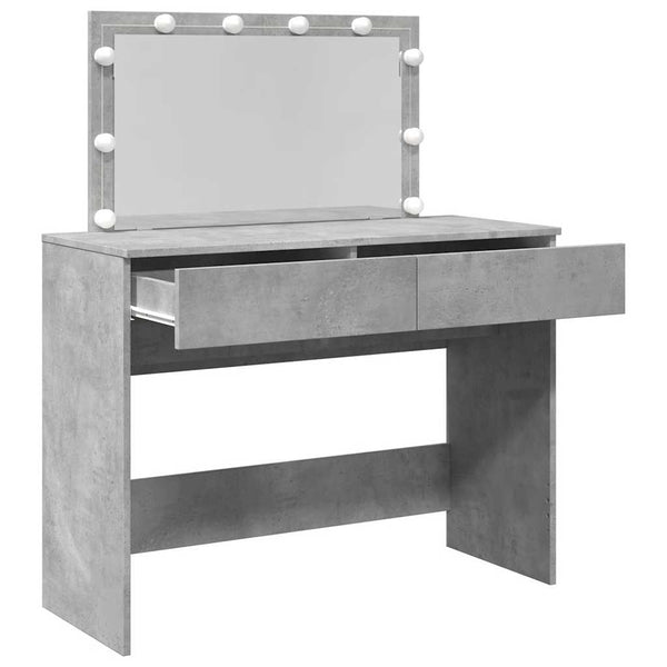 Betongrauer Schminktisch mit LED-Beleuchtung Leal 100x40x120cm