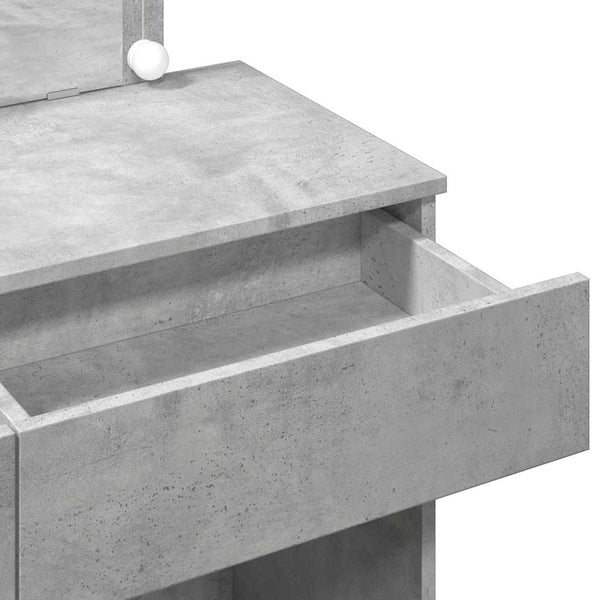 Betongrauer Schminktisch mit LED-Beleuchtung Leal 100x40x120cm
