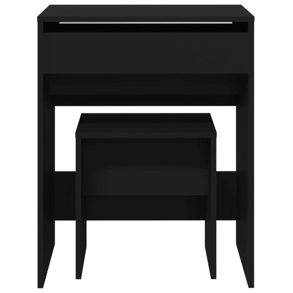 Schwarzer Schminktisch und Hocker Dimian 60x40x113,5 cm