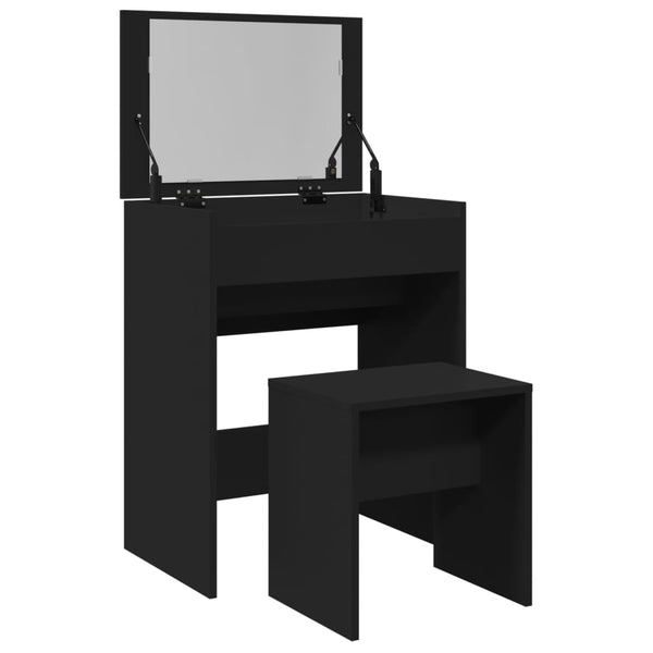 Schwarzer Schminktisch und Hocker Dimian 60x40x113,5 cm
