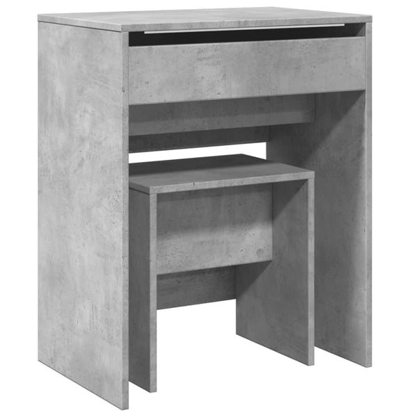 Betoninharmaa meikkipöytä ja jakkara Dimian 60x40x113,5cm