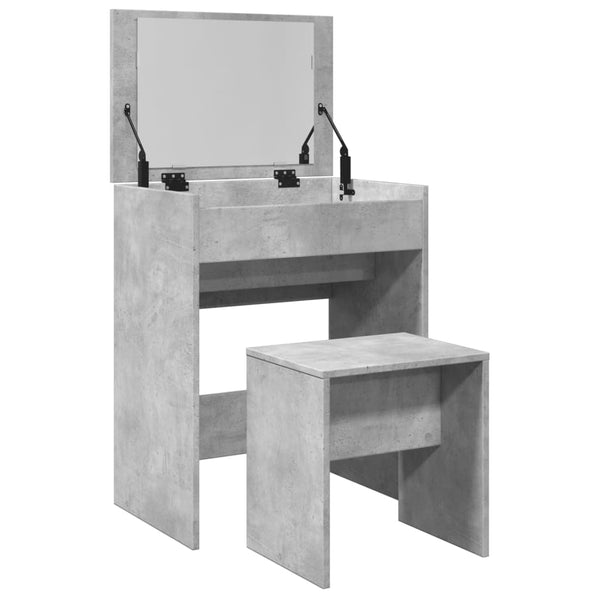 Betoninharmaa meikkipöytä ja jakkara Dimian 60x40x113,5cm