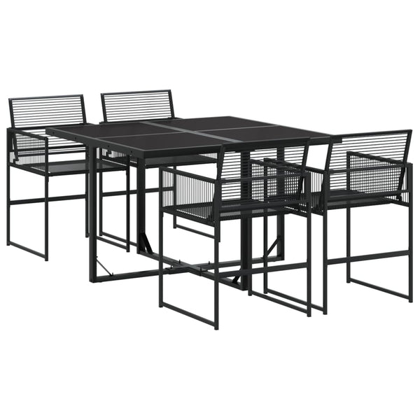 Schwarze Gartenessgruppe Jacey (5-teilig, Polyrattan)