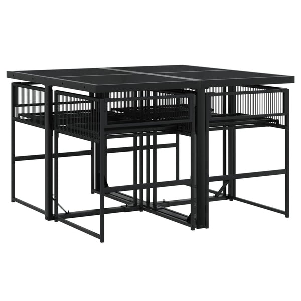 Schwarze Gartenessgruppe Jacey (5-teilig, Polyrattan)