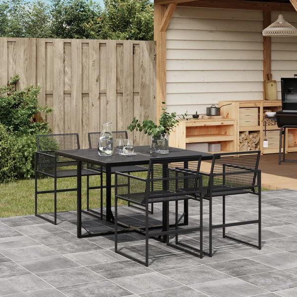Schwarze Gartenessgruppe Jacey (5-teilig, Polyrattan)