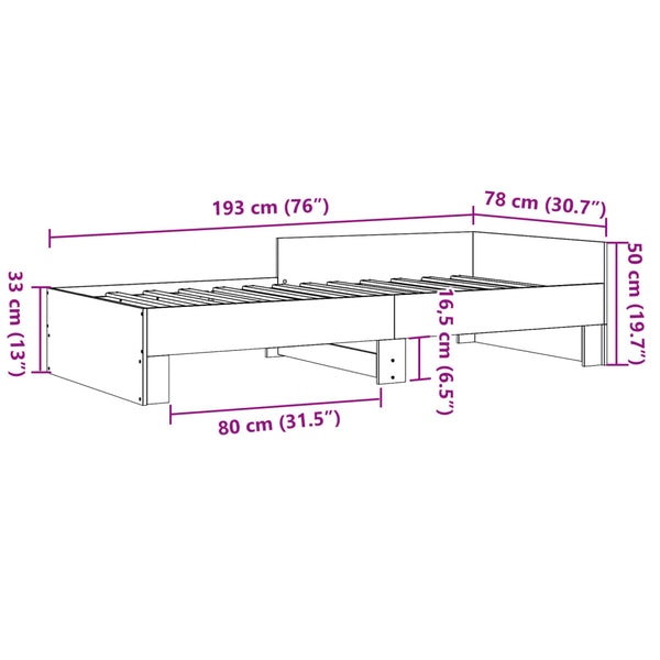 Betoninharmaa sängynrunko Desanca 75x190cm (puinen)