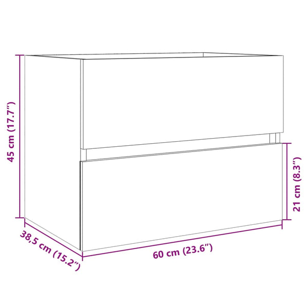 Sonoma Eiche Waschbeckenunterschrank Portaru 60x38,5x45cm (Spanplatte)