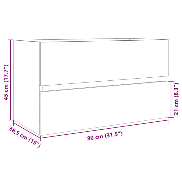 Waschbeckenunterschrank Sonoma Eiche Portaru 80x38,5x45cm (Spanplatte)