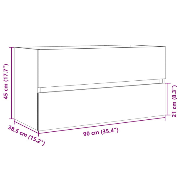 Sonoma Eiche Waschtischunterschrank Muguras 90x38,5x45cm (Spanplatte)