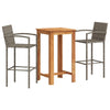 Graue Outdoor-Bar-Set Adelin 3-teilig (Akazienholz und Polyrattan)