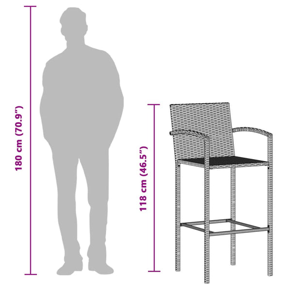 Graue Outdoor-Bar-Set Adelin 3-teilig (Akazienholz und Polyrattan)