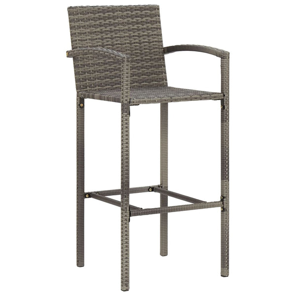 Graue Outdoor-Bar-Set Adelin 3-teilig (Akazienholz und Polyrattan)