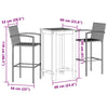 Graue Outdoor-Bar-Set Adelin 3-teilig (Akazienholz und Polyrattan)